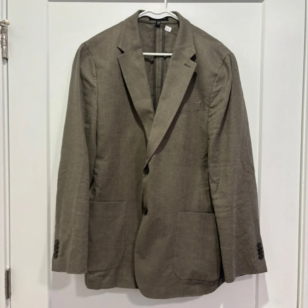 Banana Republic Mens 44R Blazer Sport Coat Brown Herringbone‎ 2-Button Jacket